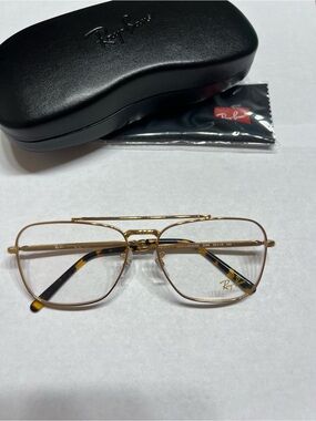 Ray-Ban  Gold Metal Aviator-Inspired Optical Glasses with Tortoiseshell Temples